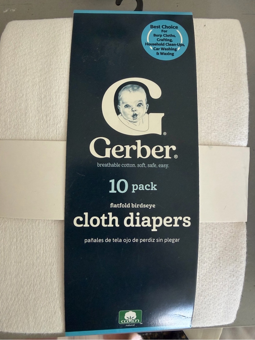 Gerber Flatfold Birdseye breathable cotton 10 pack baby cloth diapers